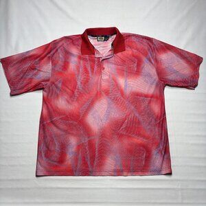 PJ Mark Red Mesh Vented 100% Polyester Abstract Graphic Golf Polo Shirt Mens XL